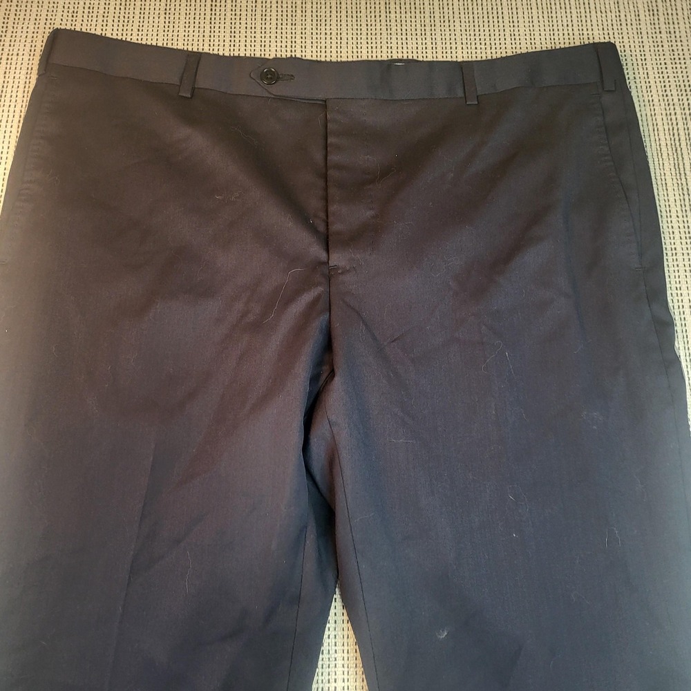 Zanella Dress Pants Mens 43x29 Blue Wool Flat Front Straight Leg Business Formal